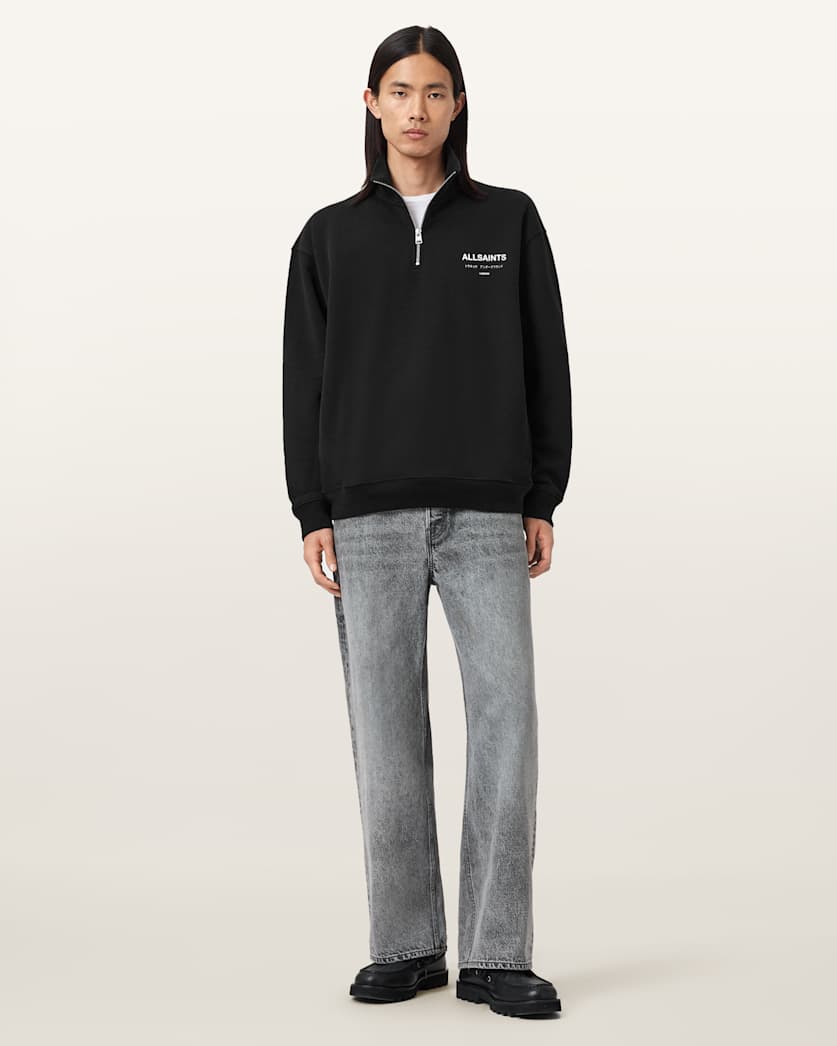 AllSaints Underground Half Zip Sweatshirt Bitter Brown