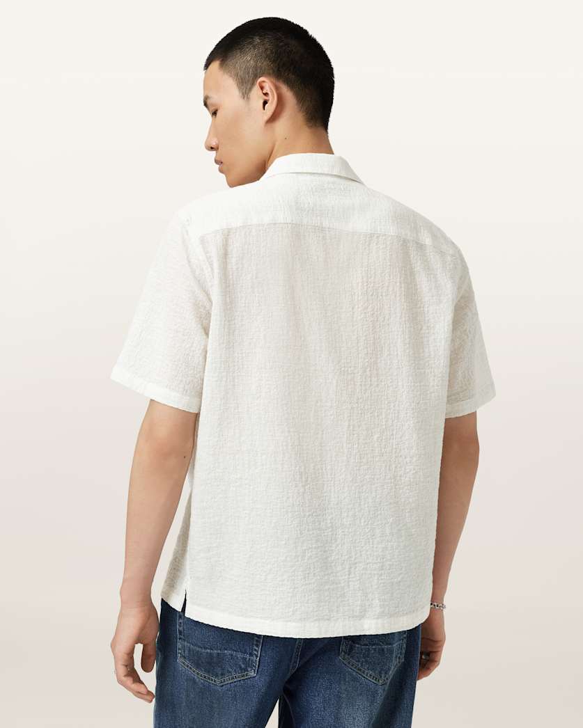 AllSaints Admon Short Sleeve Crepe Shirt Jetstream White