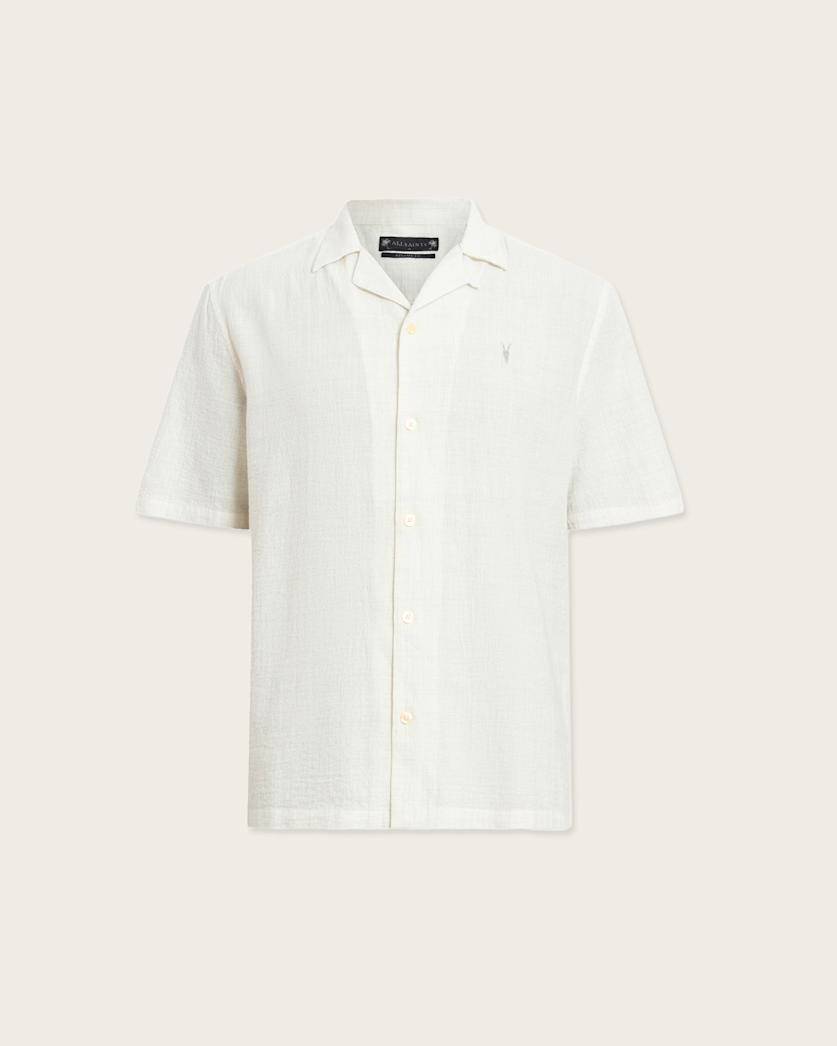 AllSaints Admon Short Sleeve Crepe Shirt Jetstream White