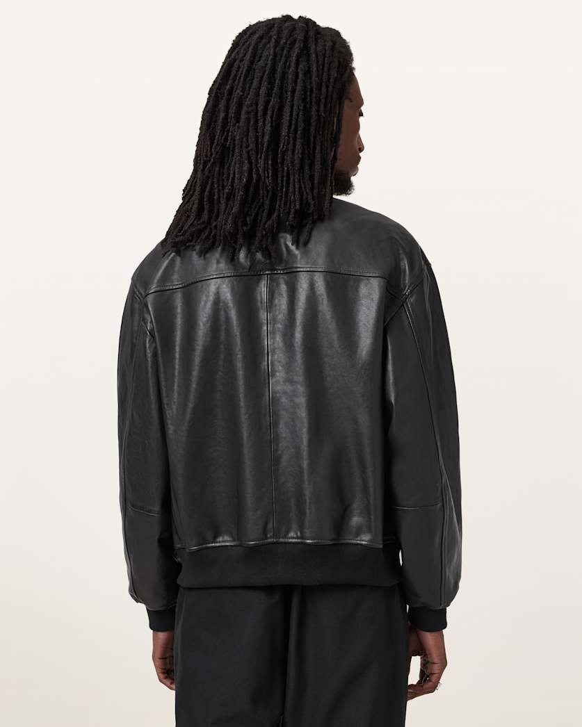 AllSaints Kino Oversized Leather Bomber Black