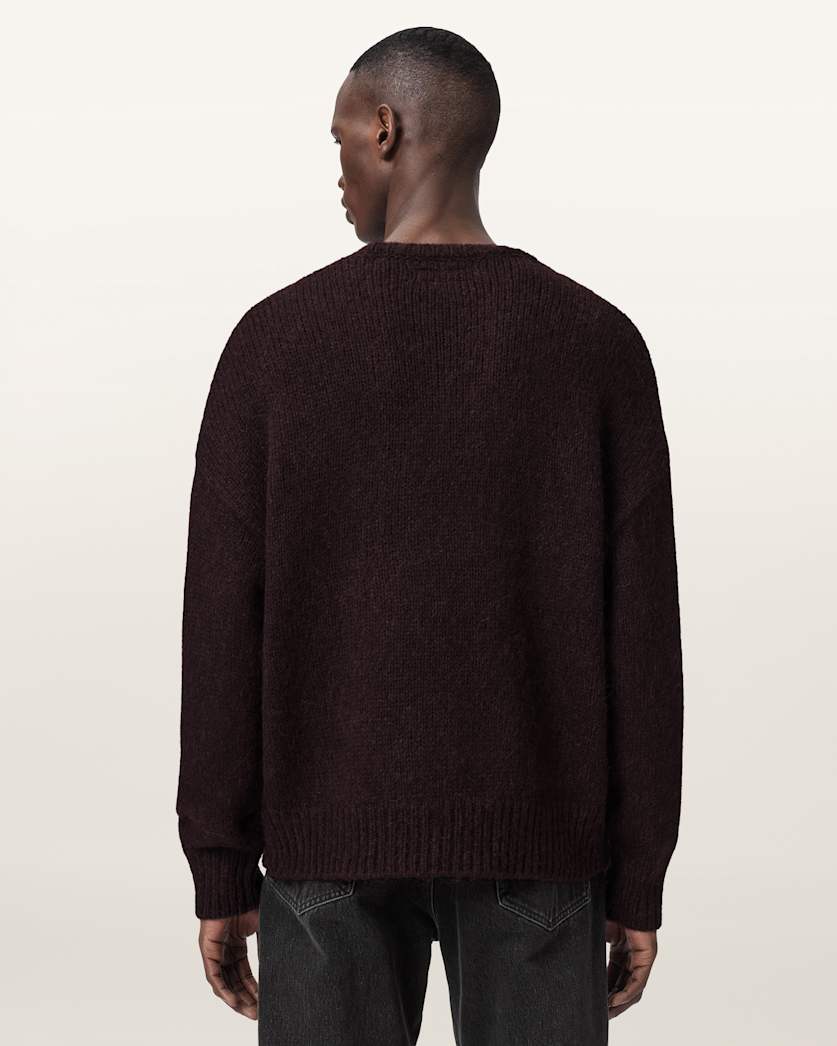 AllSaints Stokes Oversized Boxy Sweater Brown/Ecru White