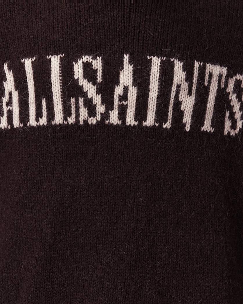 AllSaints Stokes Oversized Boxy Sweater Brown/Ecru White