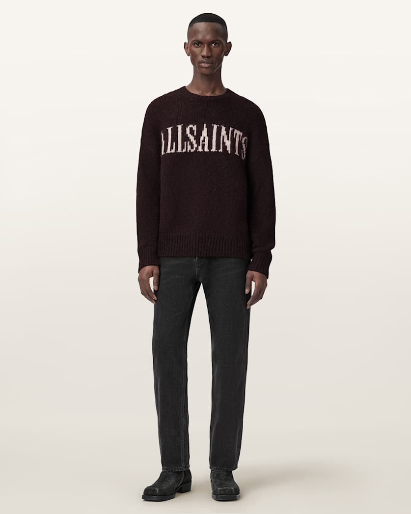 AllSaints Stokes Oversized Boxy Sweater Brown/Ecru White