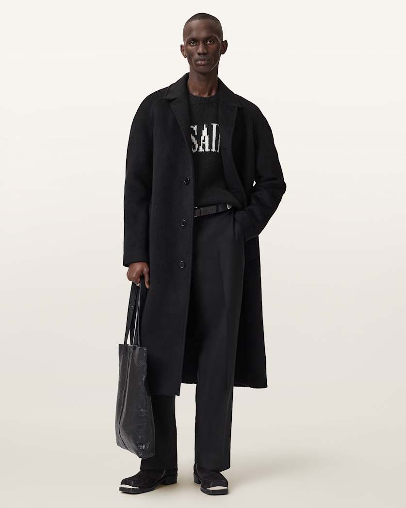 AllSaints Stokes Oversized Boxy Sweater Brown/Ecru White