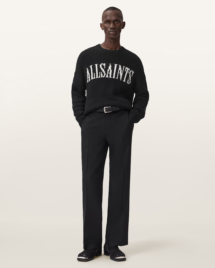 AllSaints Stokes Oversized Boxy Sweater Brown/Ecru White