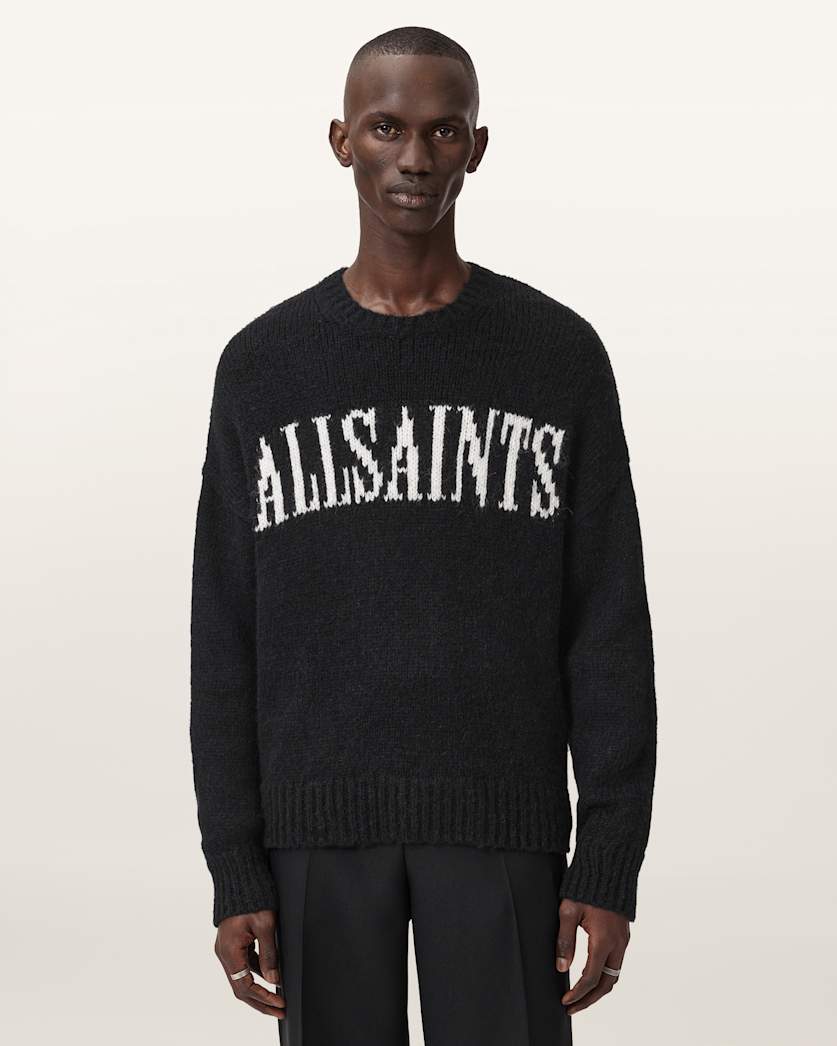 AllSaints Stokes Oversized Boxy Sweater Brown/Ecru White