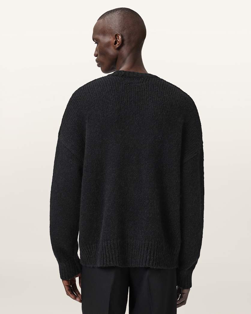 AllSaints Stokes Oversized Boxy Sweater Brown/Ecru White