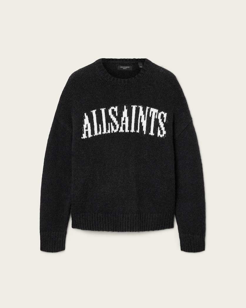AllSaints Stokes Oversized Boxy Sweater Brown/Ecru White
