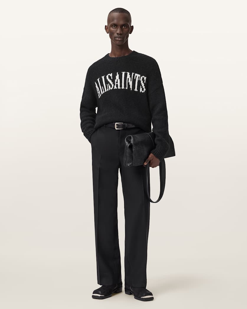AllSaints Stokes Oversized Boxy Sweater Brown/Ecru White