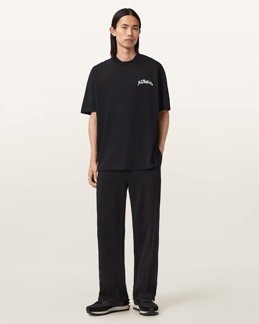 AllSaints Descent Oversized Graphic T Shirt Washed Black