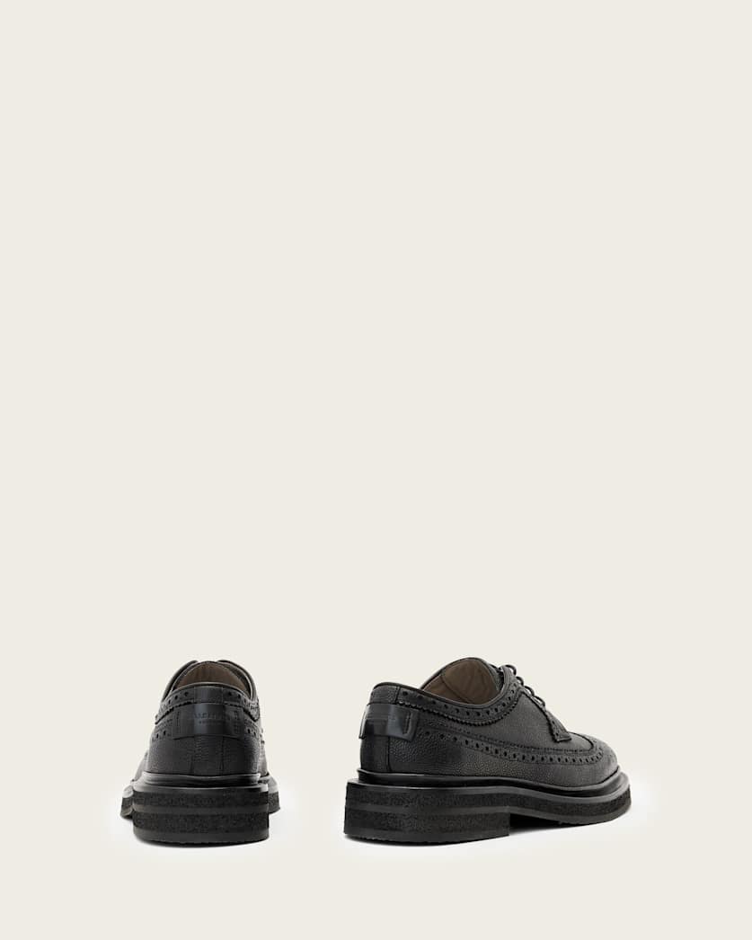 AllSaints Escher Leather Brogues Black Grain