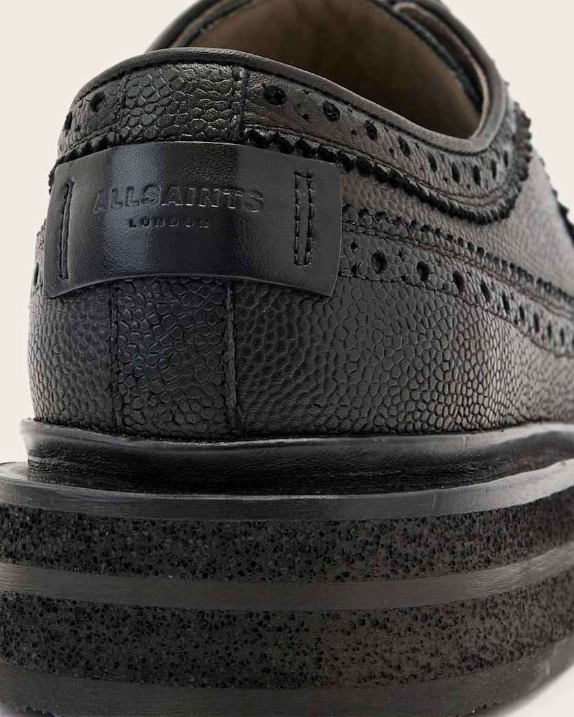 AllSaints Escher Leather Brogues Black Grain