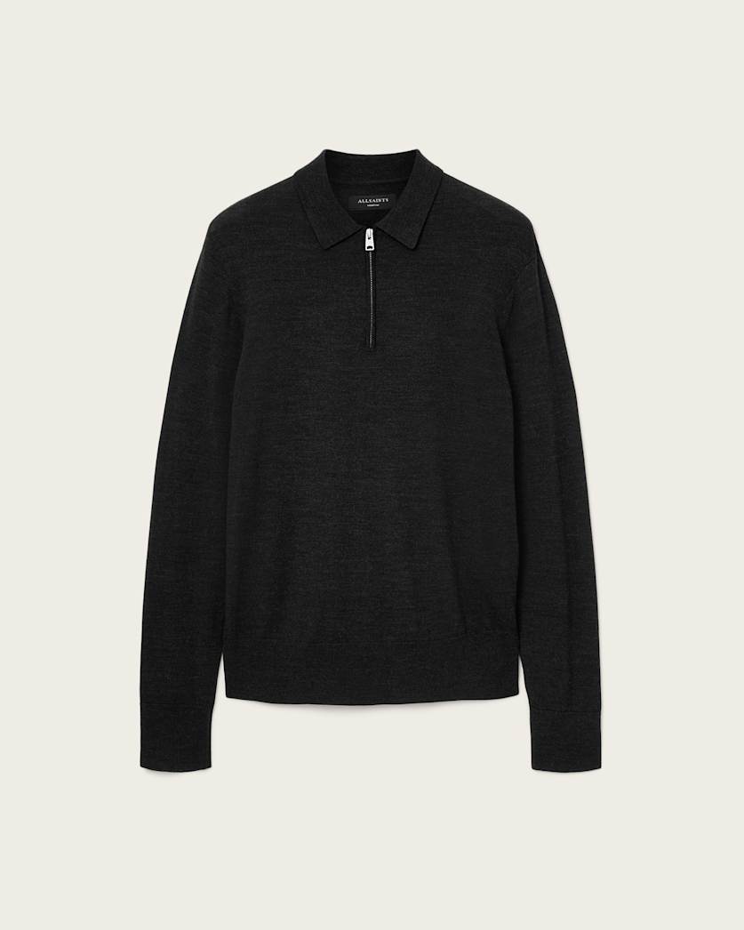 AllSaints Albany Merino Ramskull Polo Bronzed Red
