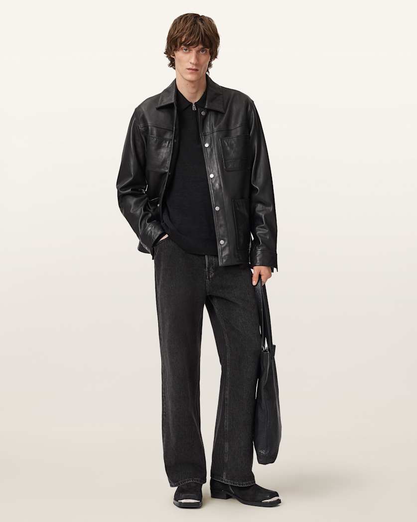 AllSaints Albany Merino Ramskull Polo Bronzed Red