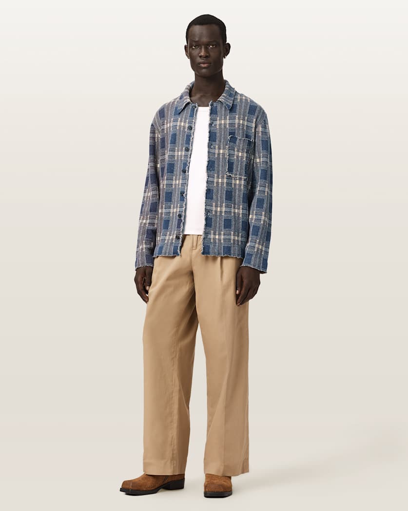 AllSaints Solmar Knitted Check Cardigan Moonstone Blue