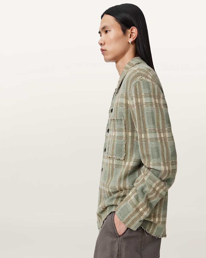 AllSaints Solmar Knitted Check Cardigan Moonstone Blue