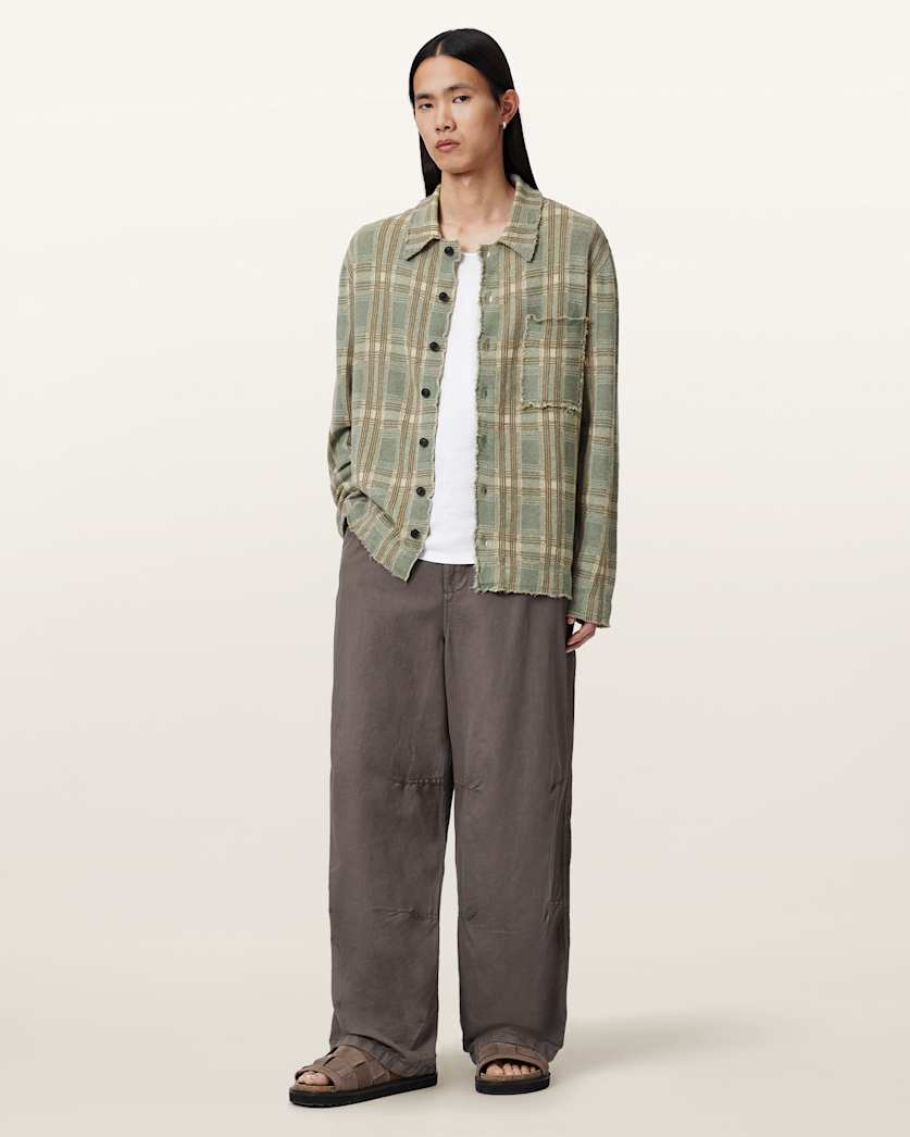 AllSaints Solmar Knitted Check Cardigan Moonstone Blue