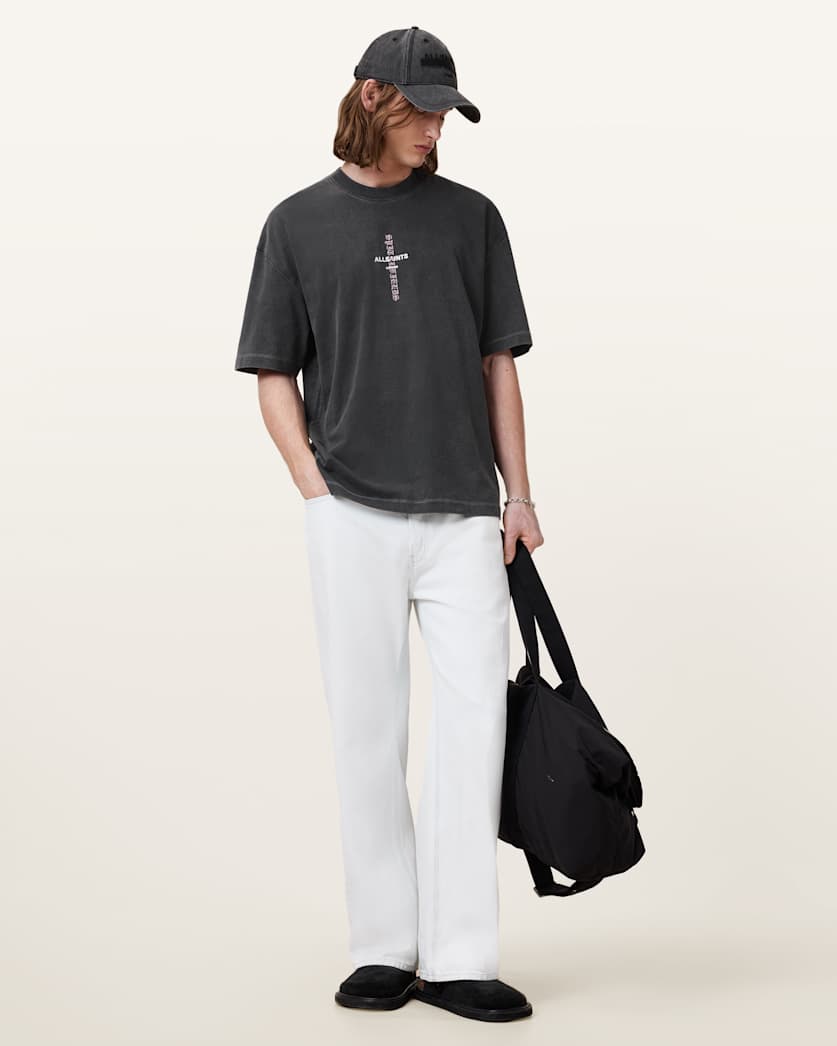 AllSaints Knox Short Sleeve Faded T Shirt Washed Black