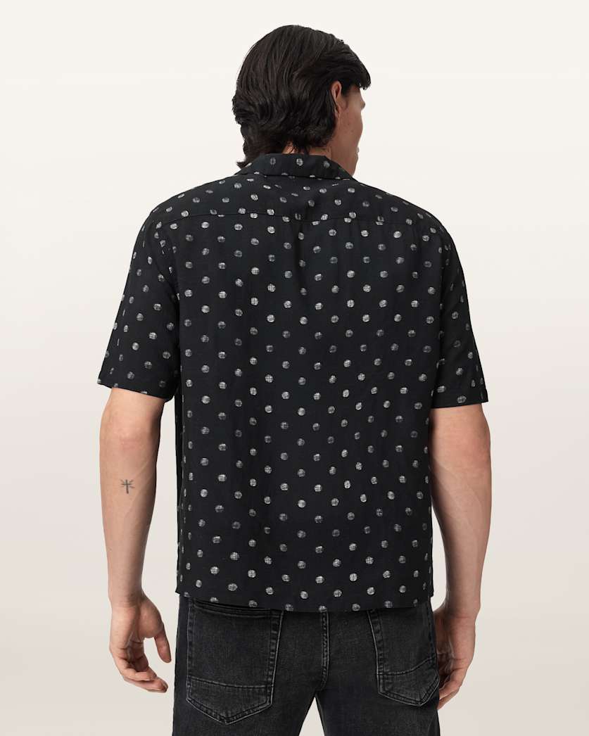 AllSaints Upton Short Sleeve Boxy Shirt Jet Black
