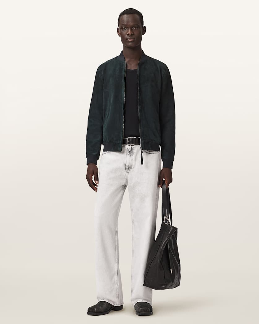 AllSaints Morten Relaxed Fit Suede Bomber Jacket Karoo Brown
