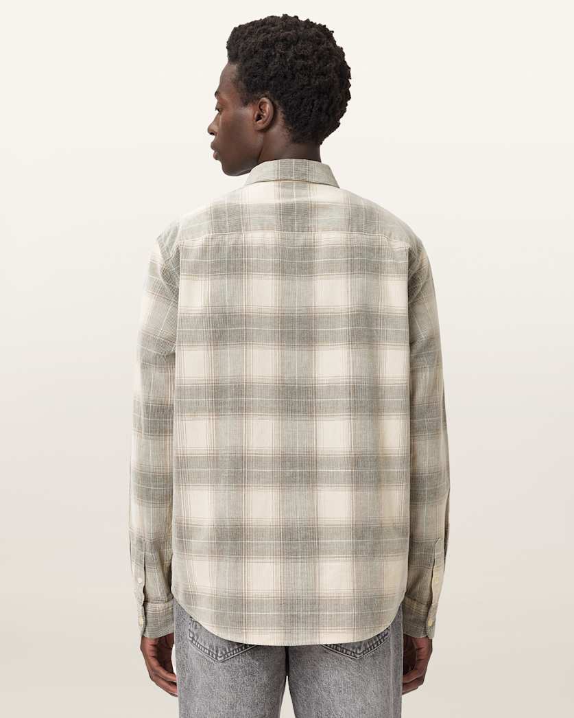 AllSaints Yuki Ramskull Check Shirt Sandshell Taupe