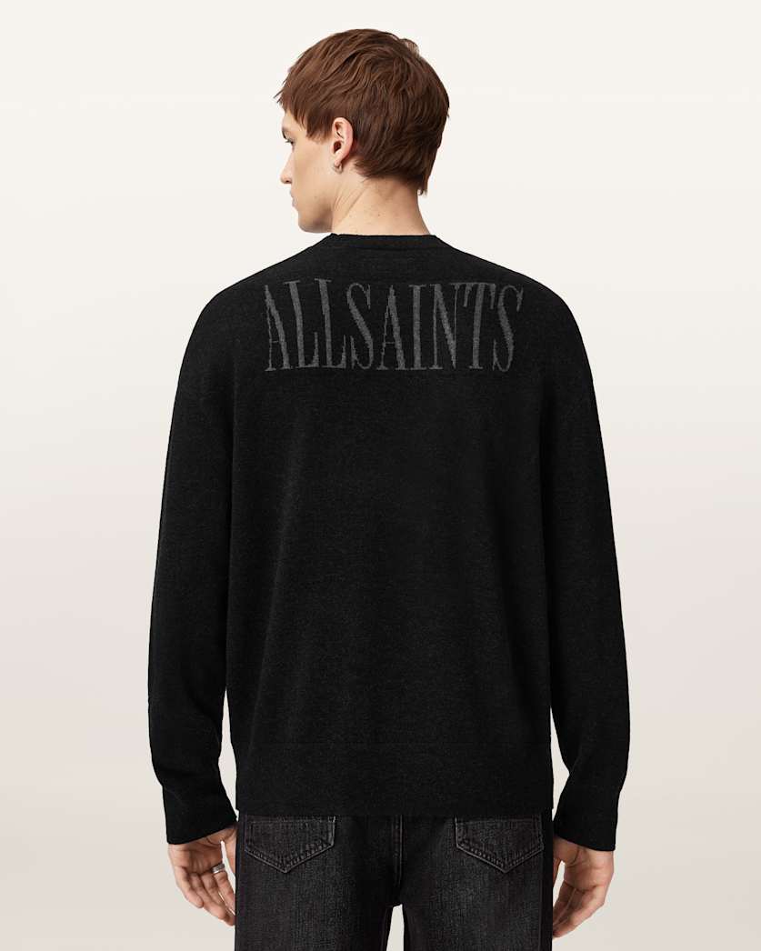AllSaints Skelli Crew Neck Wool Sweater Black