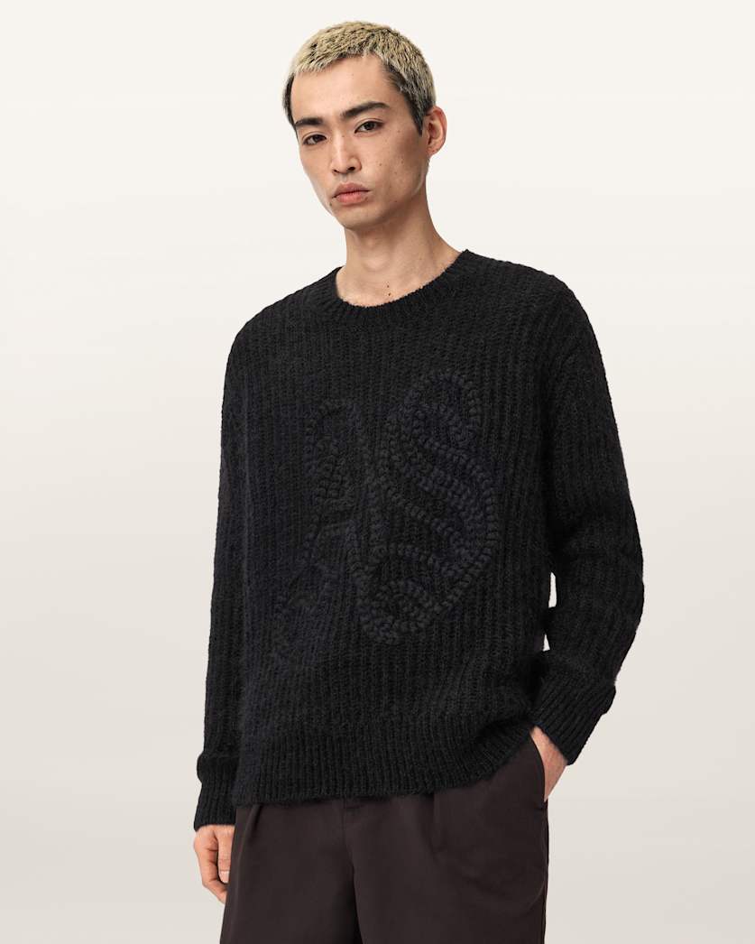 AllSaints Chainy Embroidered Sweater Black