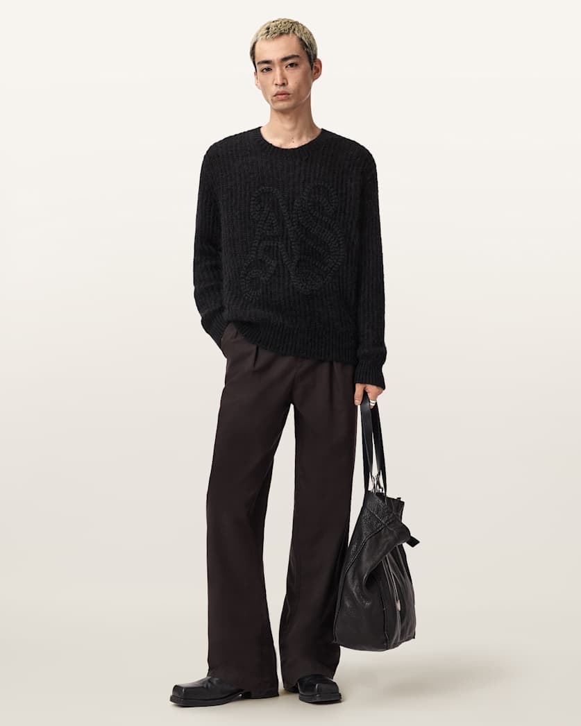 AllSaints Chainy Embroidered Sweater Black