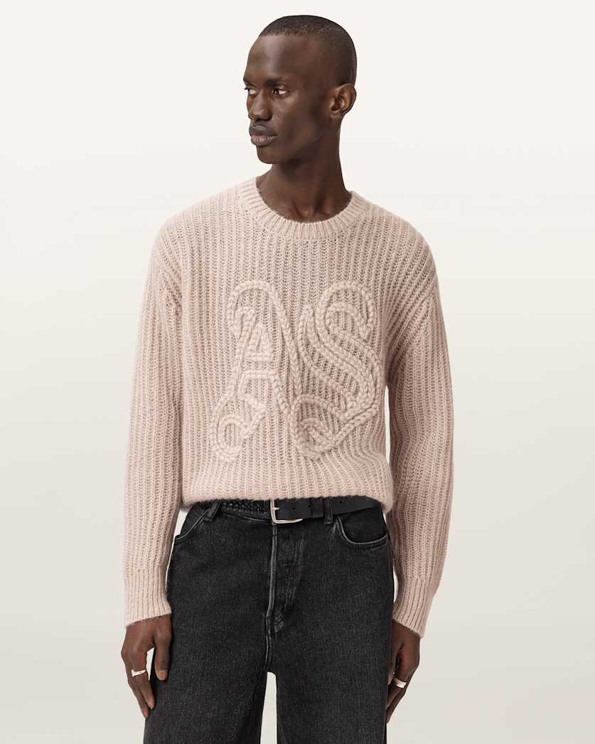 AllSaints Chainy Embroidered Sweater Black