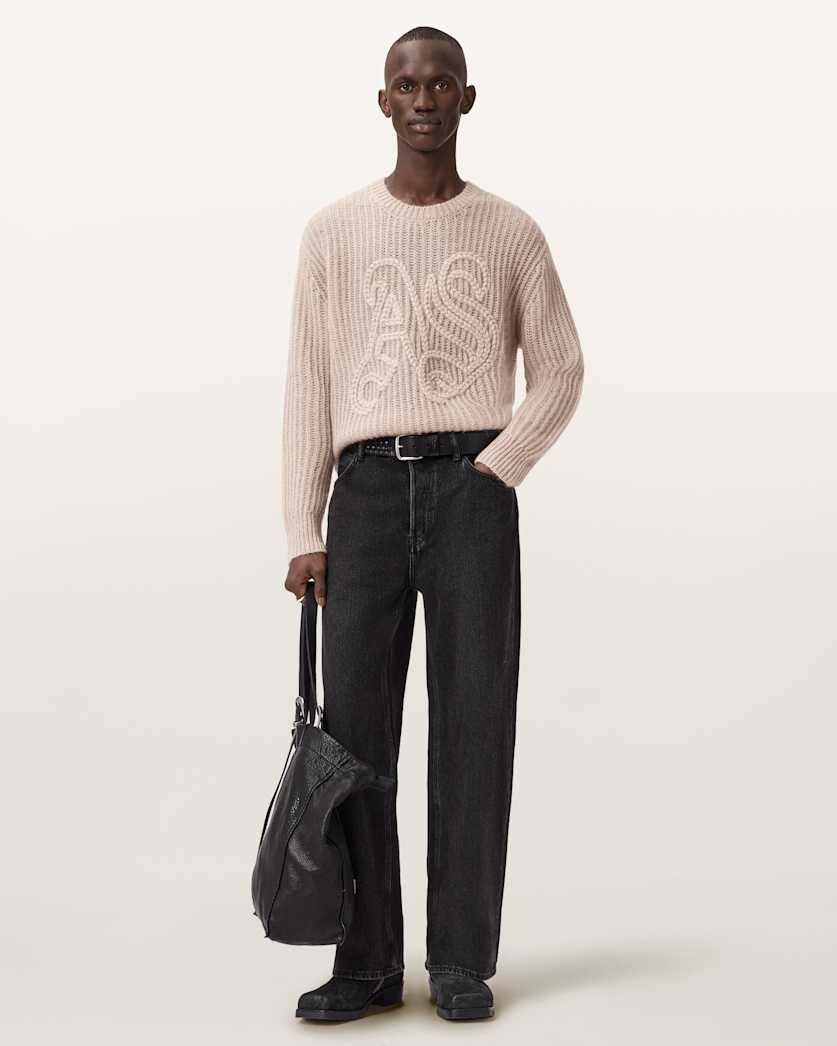 AllSaints Chainy Embroidered Sweater Black