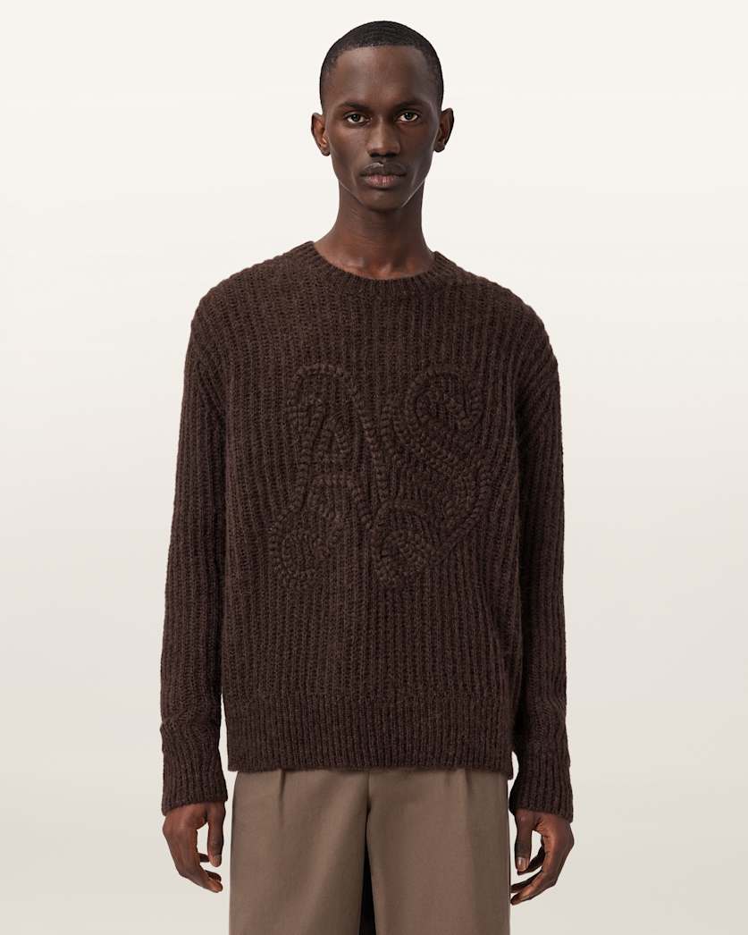 AllSaints Chainy Embroidered Sweater Black