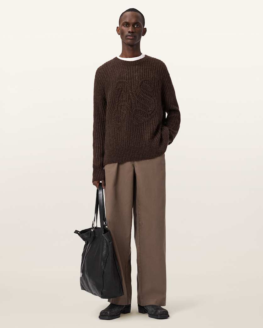 AllSaints Chainy Embroidered Sweater Black