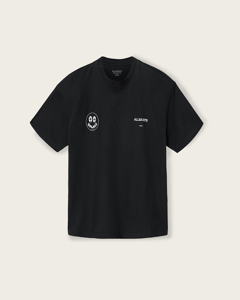 AllSaints Spinner Oversized Short Sleeve Graphic T Shirt Washed Black