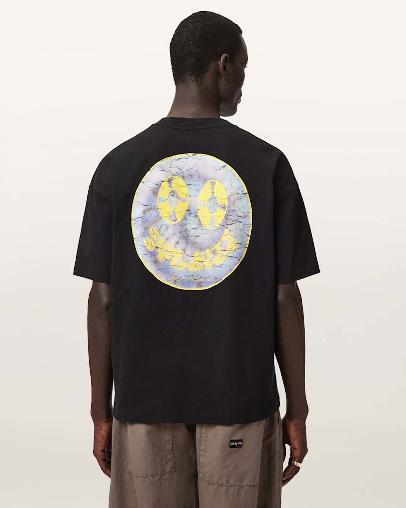 AllSaints Spinner Oversized Short Sleeve Graphic T Shirt Washed Black