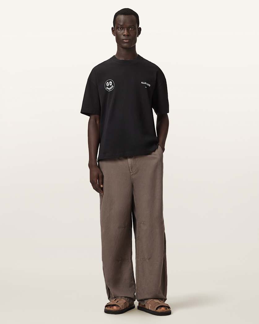 AllSaints Spinner Oversized Short Sleeve Graphic T Shirt Washed Black