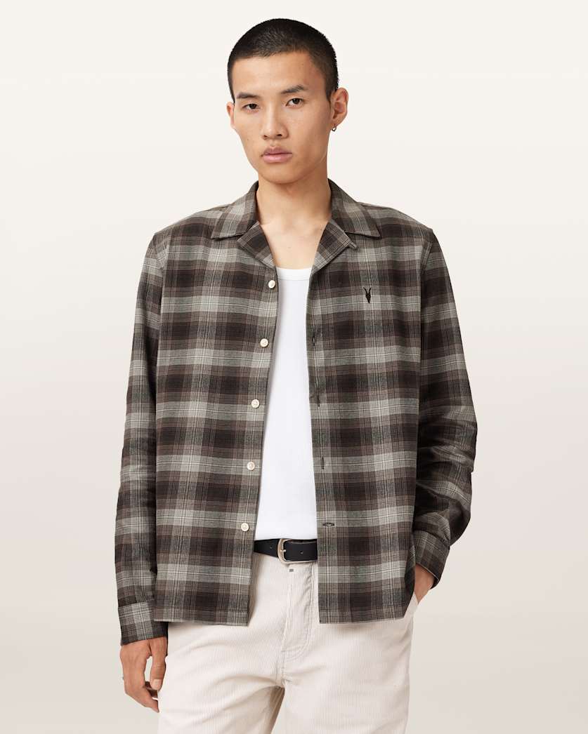 AllSaints Iniko Ramskull Relaxed Shirt Mole Brown