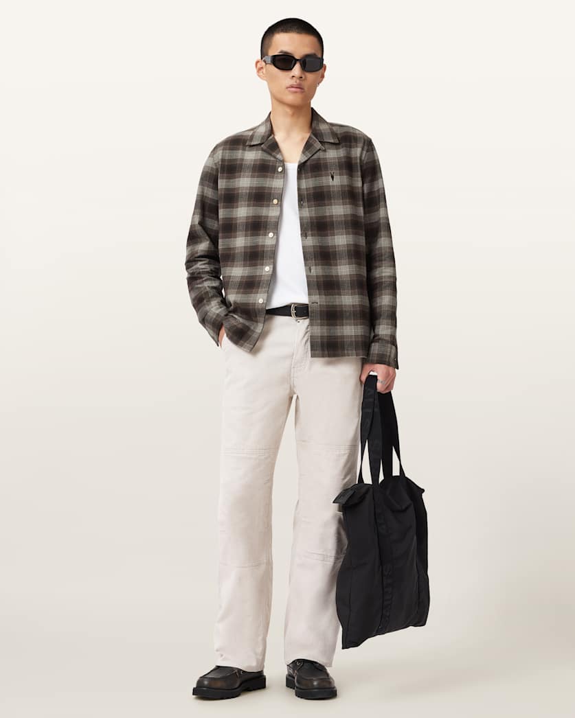 AllSaints Iniko Ramskull Relaxed Shirt Mole Brown