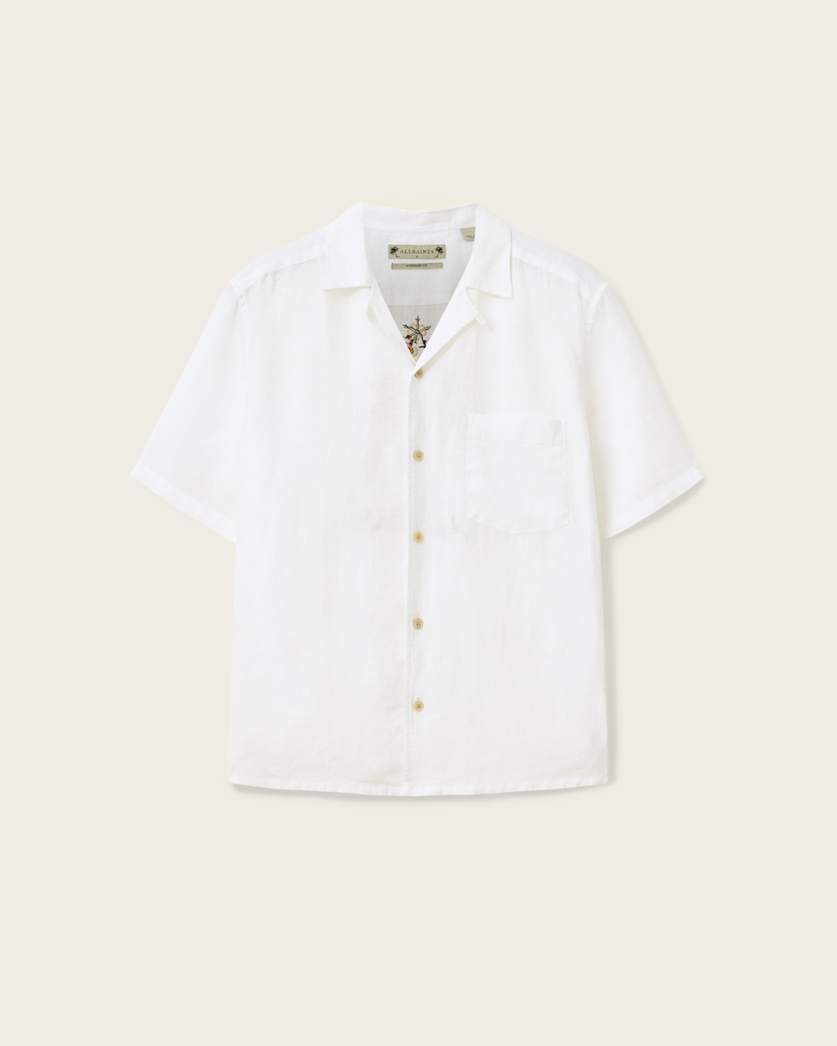 AllSaints Tri Embroidered Linen Shirt Ecru