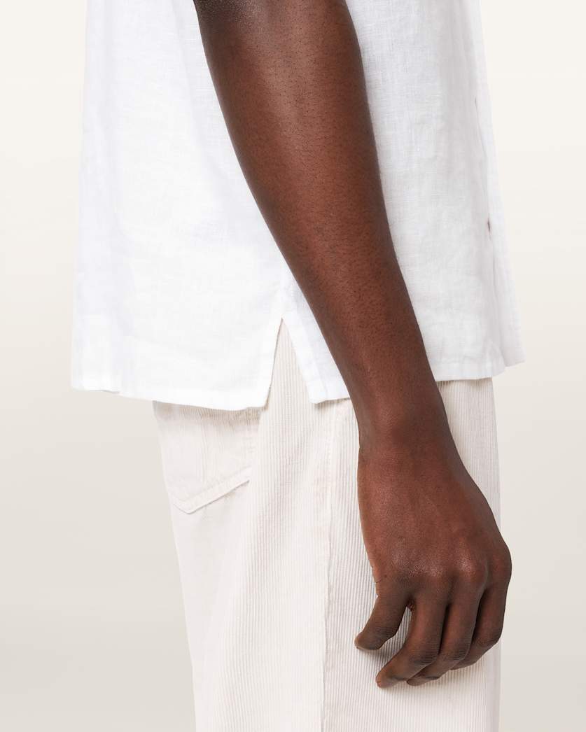 AllSaints Tri Embroidered Linen Shirt Ecru