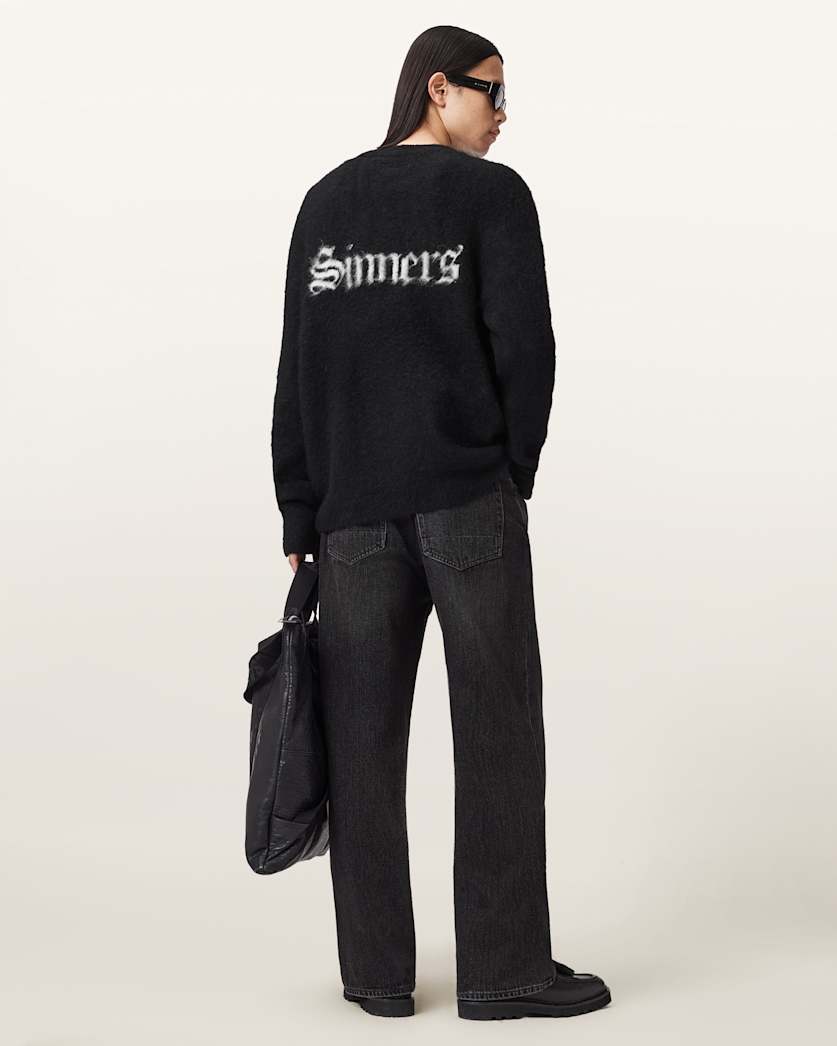 AllSaints Saints Wool Blend Sweater Black/Chalk White