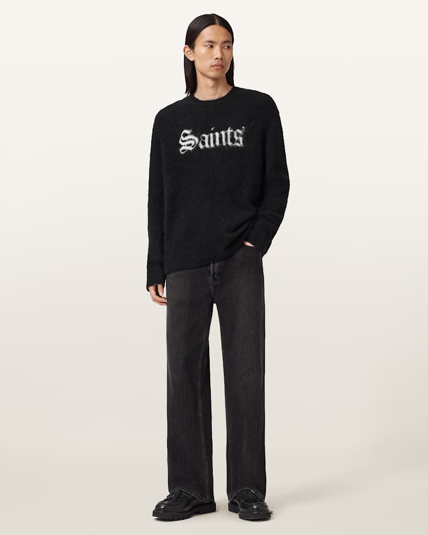 AllSaints Saints Wool Blend Sweater Black/Chalk White