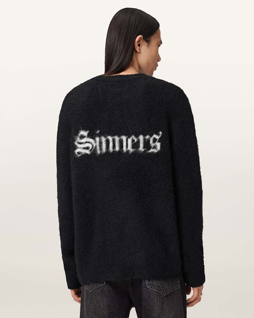 AllSaints Saints Wool Blend Sweater Black/Chalk White