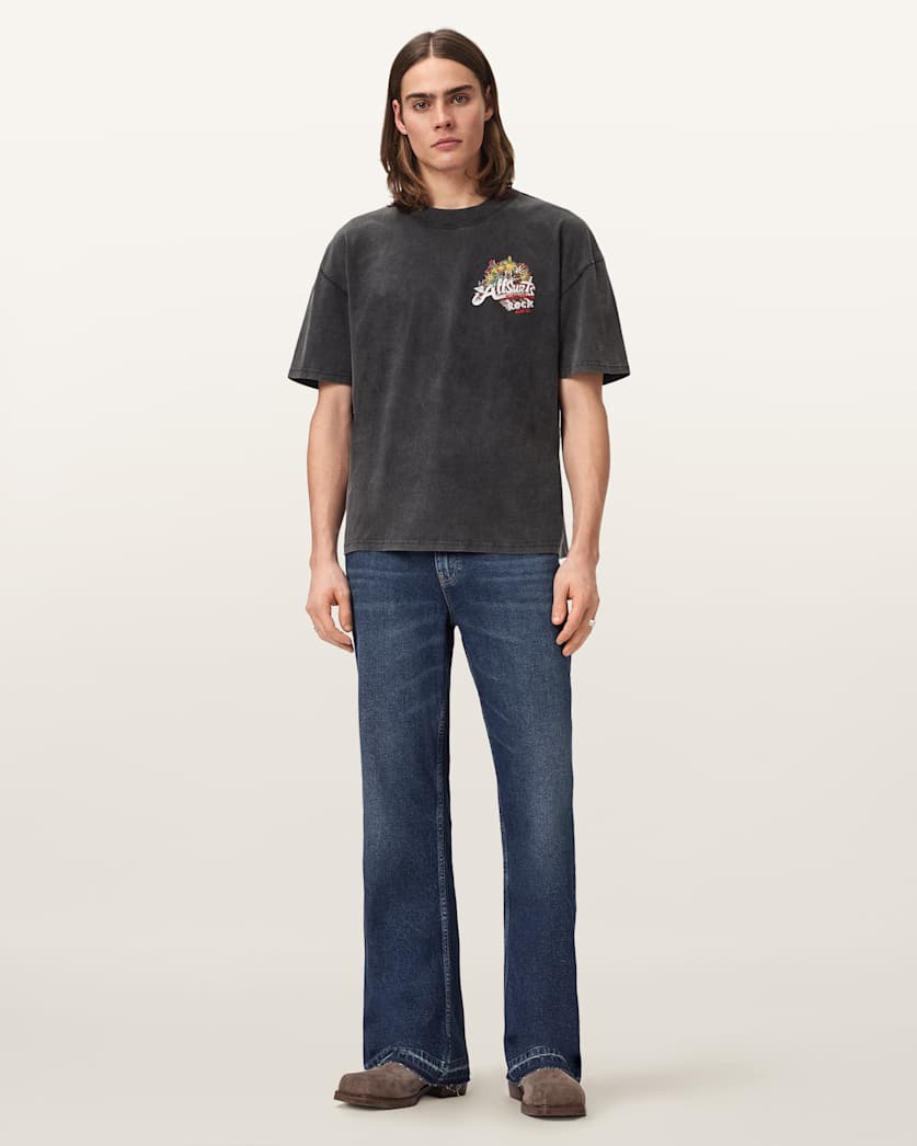 AllSaints Roque Short Sleeve Oversized Crew Neck T Shirt Washed Black