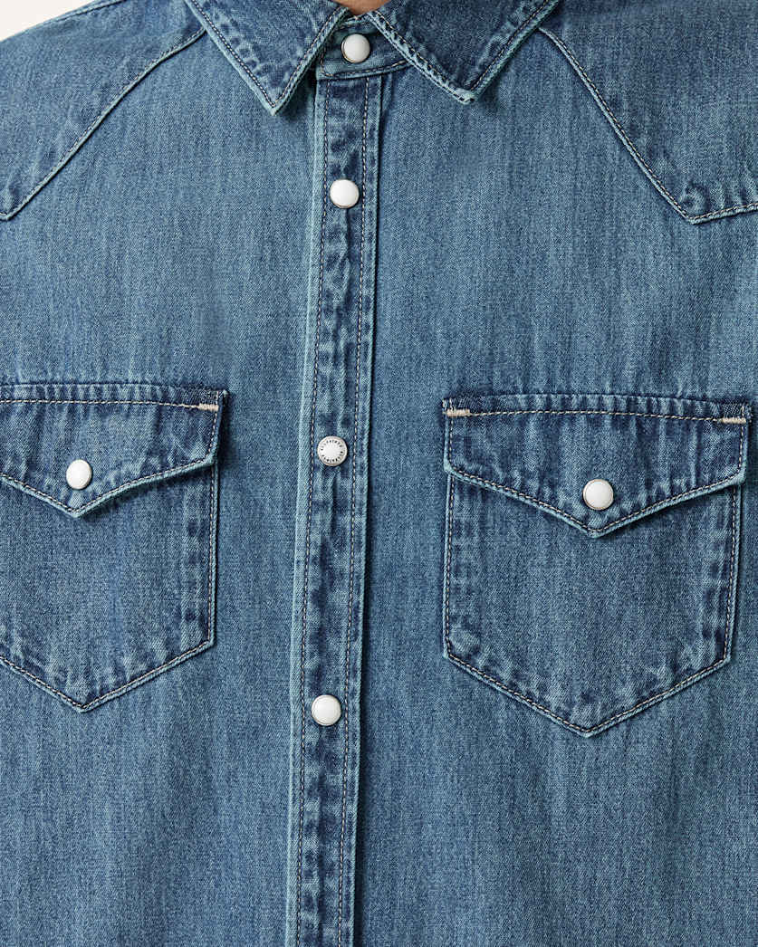 AllSaints Fenton Denim Shirt Vintage Indigo