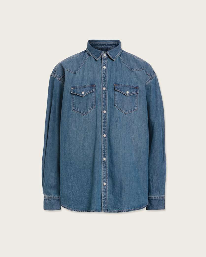 AllSaints Fenton Denim Shirt Vintage Indigo