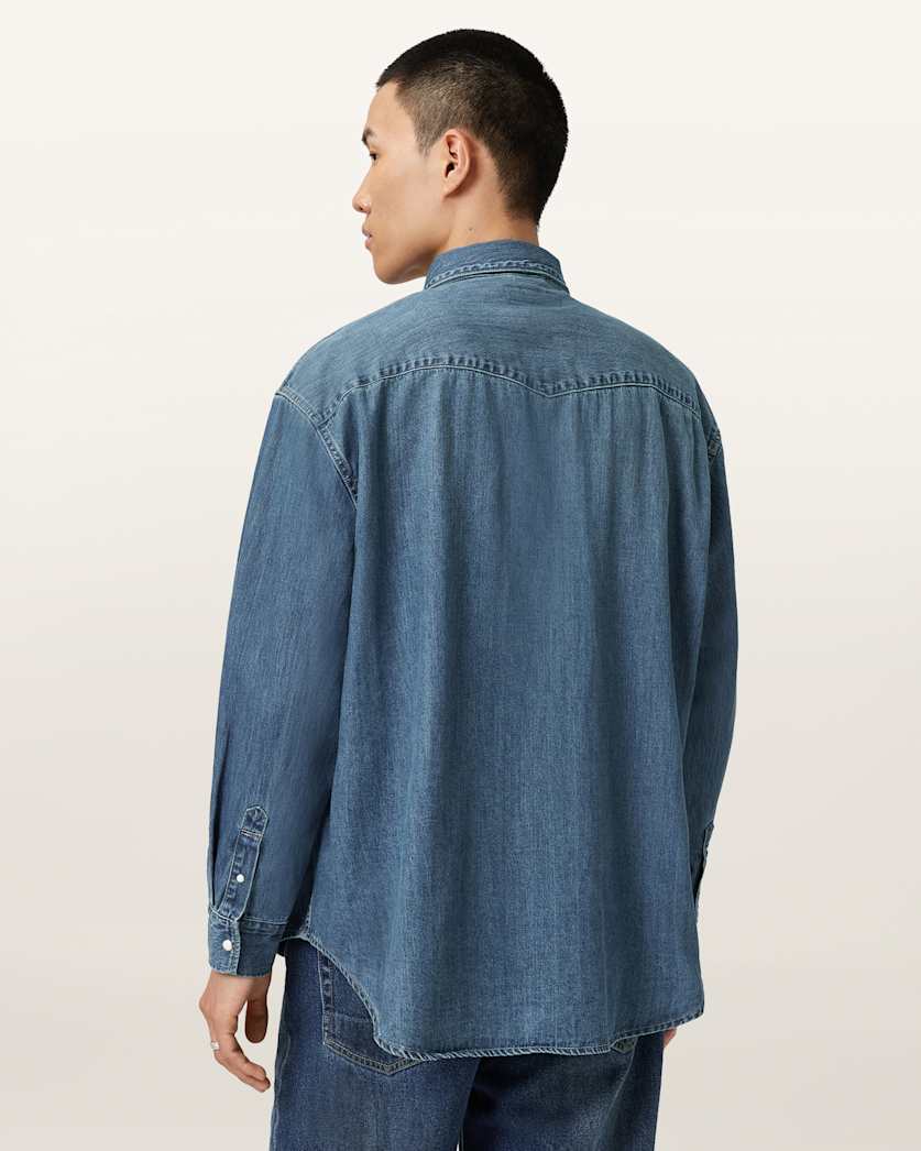 AllSaints Fenton Denim Shirt Vintage Indigo