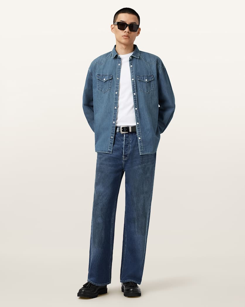 AllSaints Fenton Denim Shirt Vintage Indigo