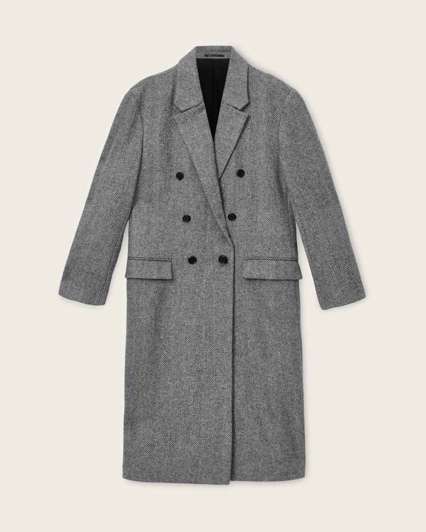 AllSaints Ezra Oversized Wool Coat Black/White