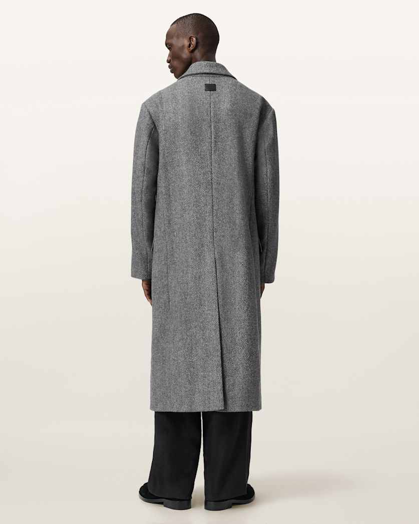 AllSaints Ezra Oversized Wool Coat Black/White