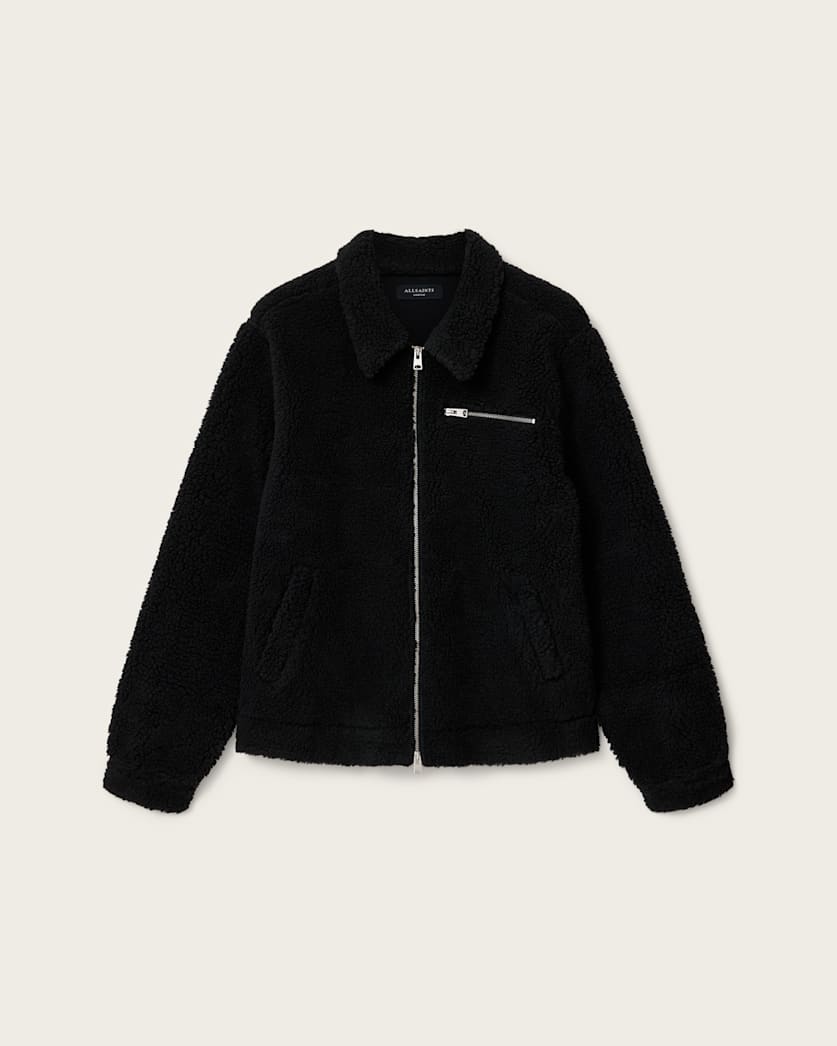 AllSaints Otis Sherpa Jacket Jet Black